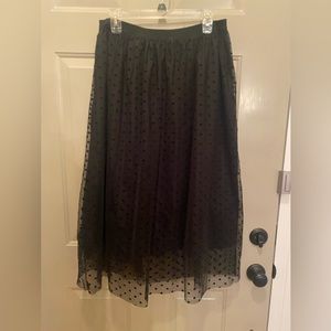 Black skirt with dots midi length worn one time